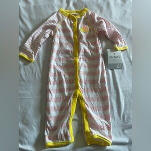 Carter's Pink and Yellow Striped Baby Sleeper 6 Months